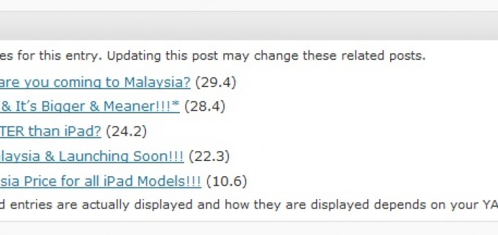 Snap shot of Yet Another Related Posts Plugin (YARPP)