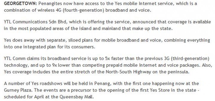 YES in Penang @ Tech Central, theStar