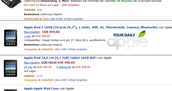 iPad 2 Amazon Germany listing rumor