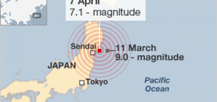 Japan 2011 April 7, 7.1 earthquake location
