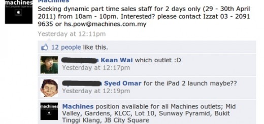 Machines, Apple reseller Facebook fanpage