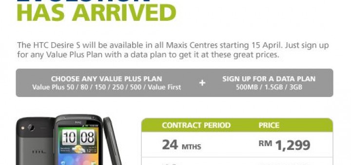 Maxis HTC Desire S Contract Price