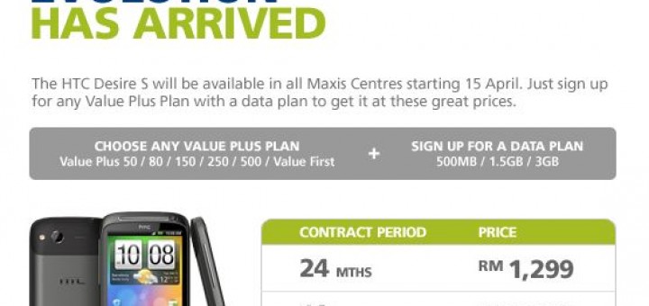 Maxis HTC Desire S Contract Price