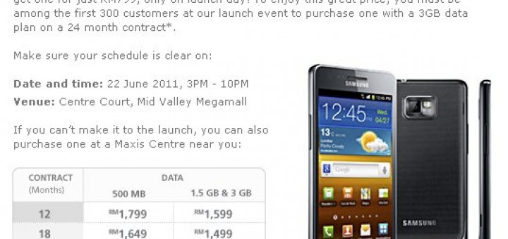 Maxis Samsung Galaxy S II Data Plan