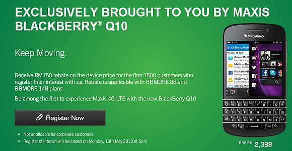 Maxis Pre-Registration For Blackberry Q10
