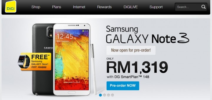 DiGi Galaxy Note 3 Pre Order Starts With Free Galaxy Gear